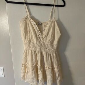 American Eagle Cream Lace Peplum Cami Top - Size S